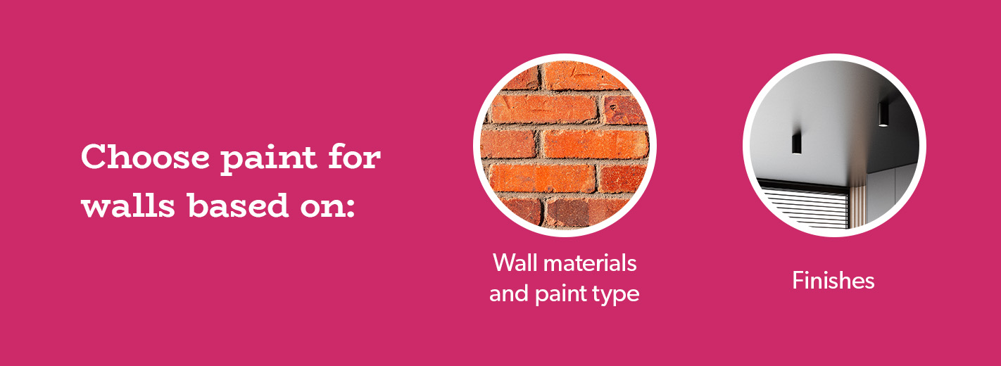 choose paint for walls based on wall materials and finishes